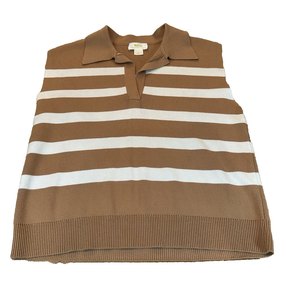 Anthropologie Maeve‎ Stripe Collared Sleeveless Sweater Vest Size XS